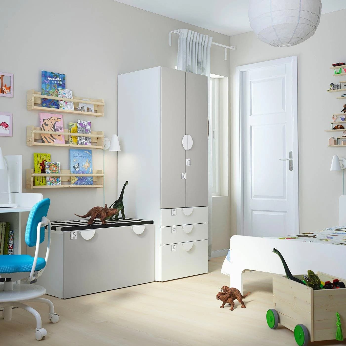 IKEA SMÅSTAD / PLATSA Aufbewahrungskombi Weiß/Grau mit Bank