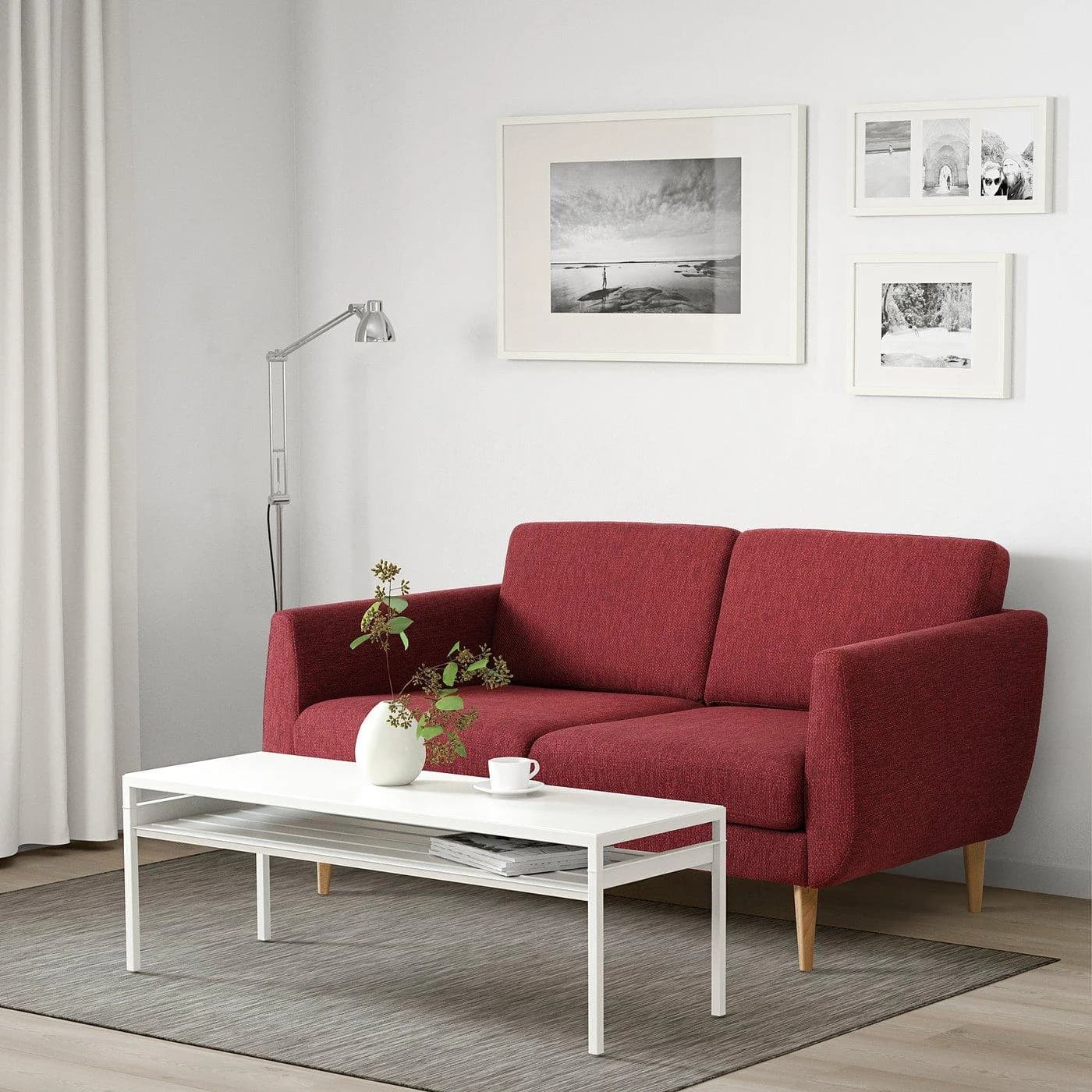 IKEA SMEDSTORP 2er-Sofa Rot Braun Retrostil