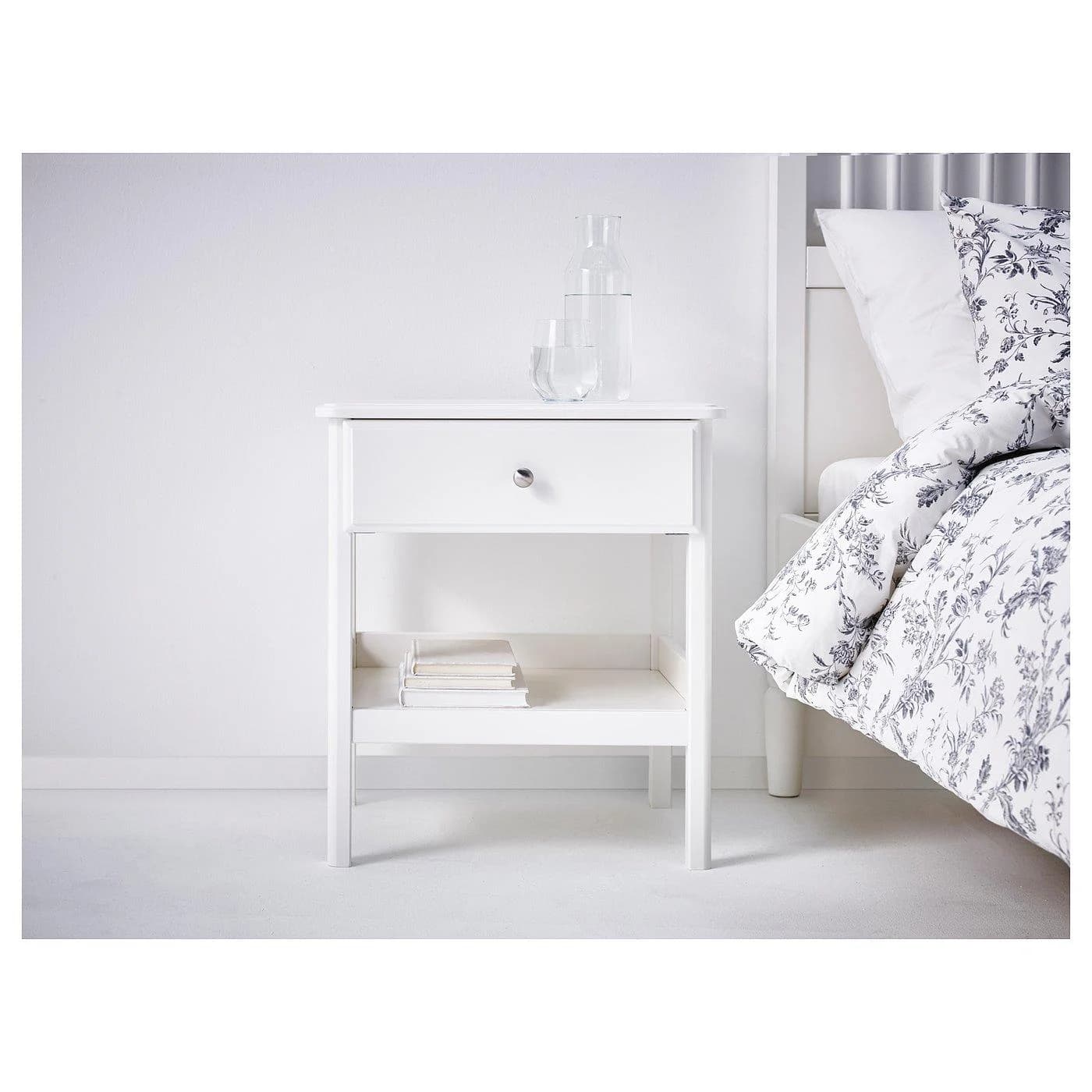 IKEA TYSSEDAL Ablagetisch Weiß mit Soft-Close Schublade