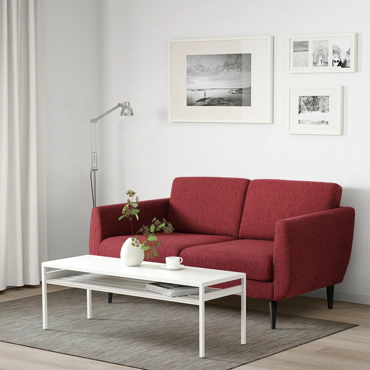 IKEA SMEDSTORP 2er-Sofa Retro Rot/Schwarz/Braun