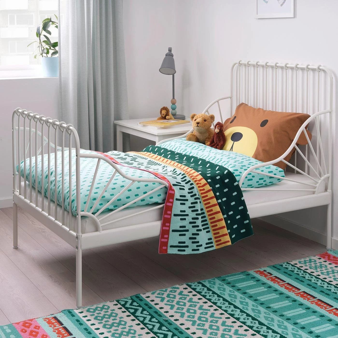 IKEA MINNEN Kinderbett ausziehbar mit Federholzrahmen Weiß