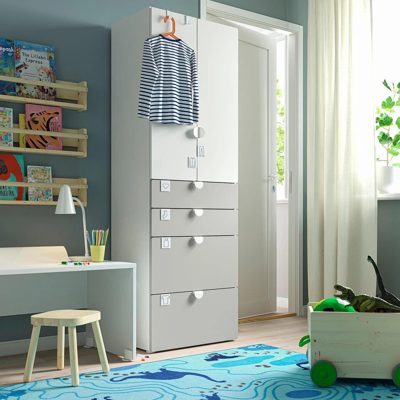 IKEA SMÅSTAD / PLATSA Kleiderschrank Weiß Grau