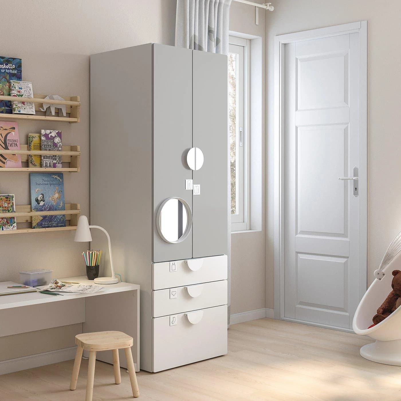 IKEA SMÅSTAD / PLATSA Kleiderschrank Weiß Grau