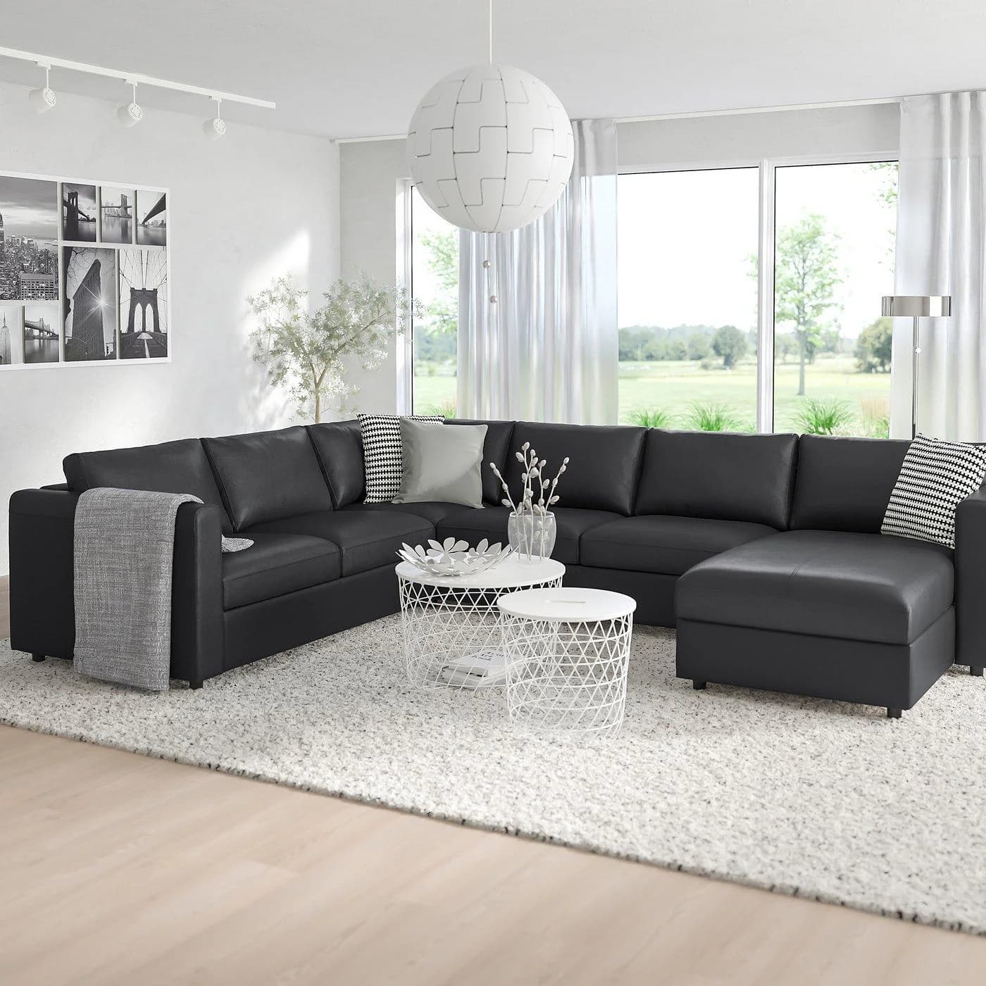 IKEA VIMLE Ecksofa 5-sitzig mit Recamiere Schwarz