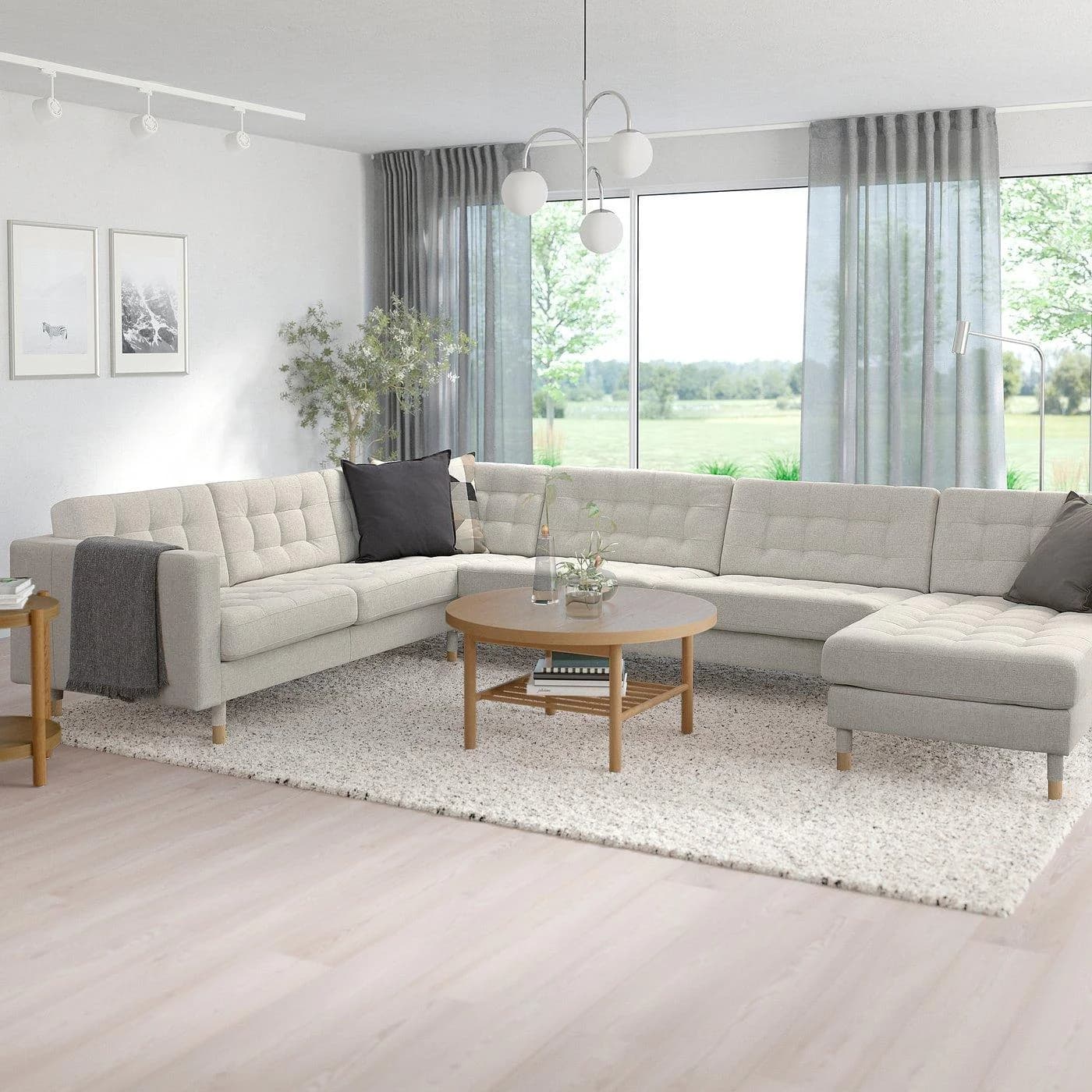 IKEA LANDSKRONA Ecksofa 6-sitzig Beige/Braun mit versetzbaren Armlehnen