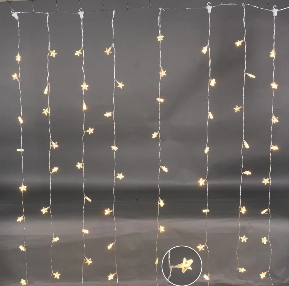 Trend Line LED-Lichtervorhang Sterne Warmweiß mit Timer