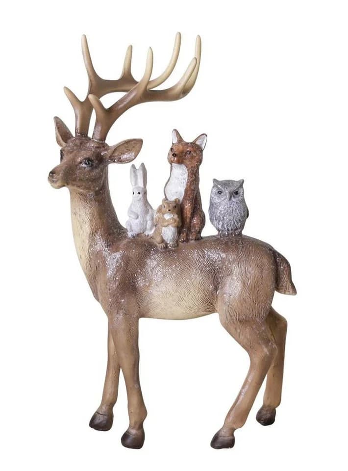 Trend Line Weihnachtsfigur Rentier mit Tieren 27 x 16 cm