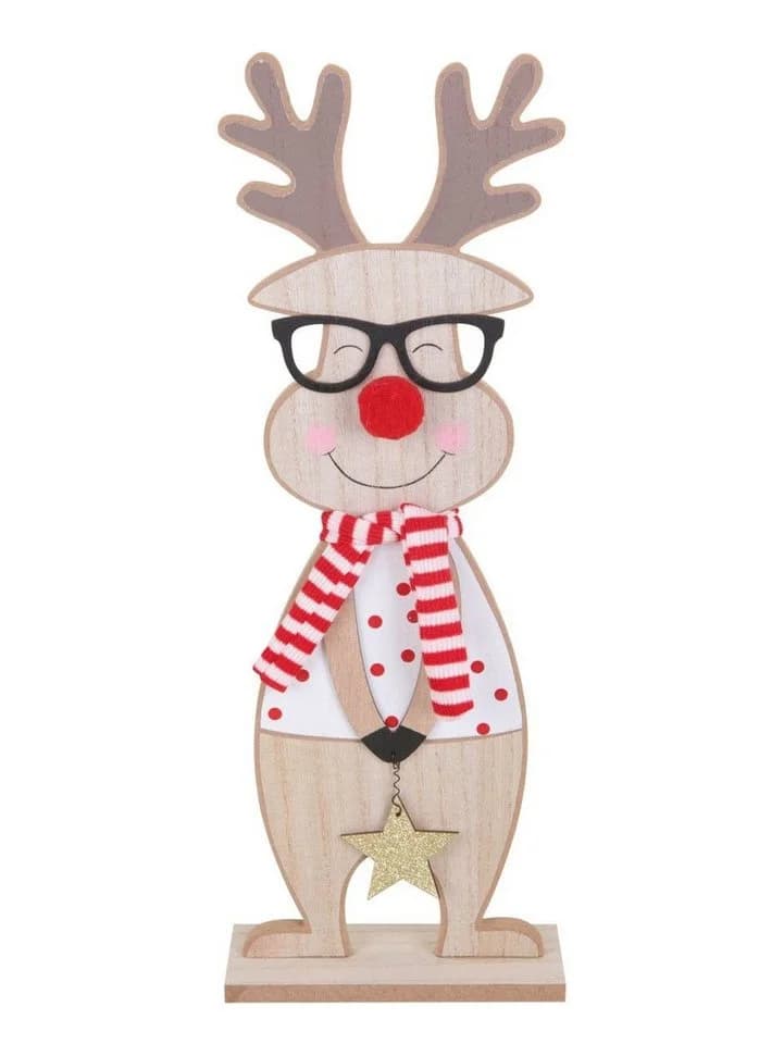 Trend Line Weihnachtsaufsteller Holz Rentier Rot/Weiß