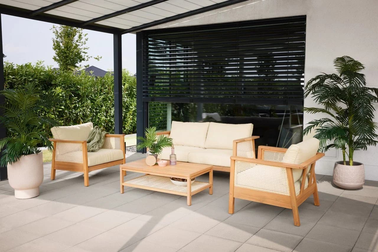 Primaster Gartenlounge-Set Aruba 4-tlg. Akazie/Wiener Geflecht Beige