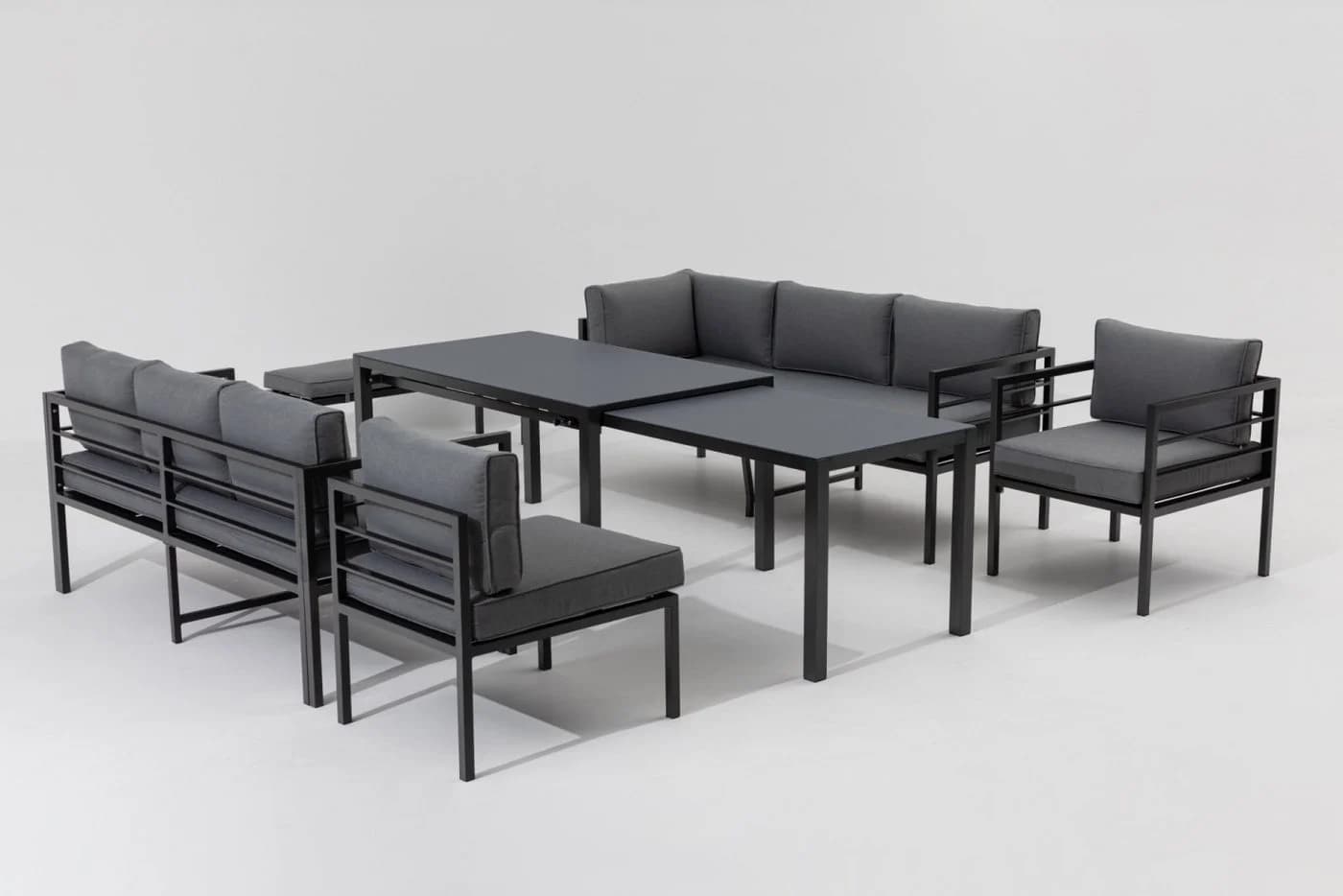 Primaster Gartenlounge-Set Levanto 10 Personen Grau Aluminium Ausziehbar
