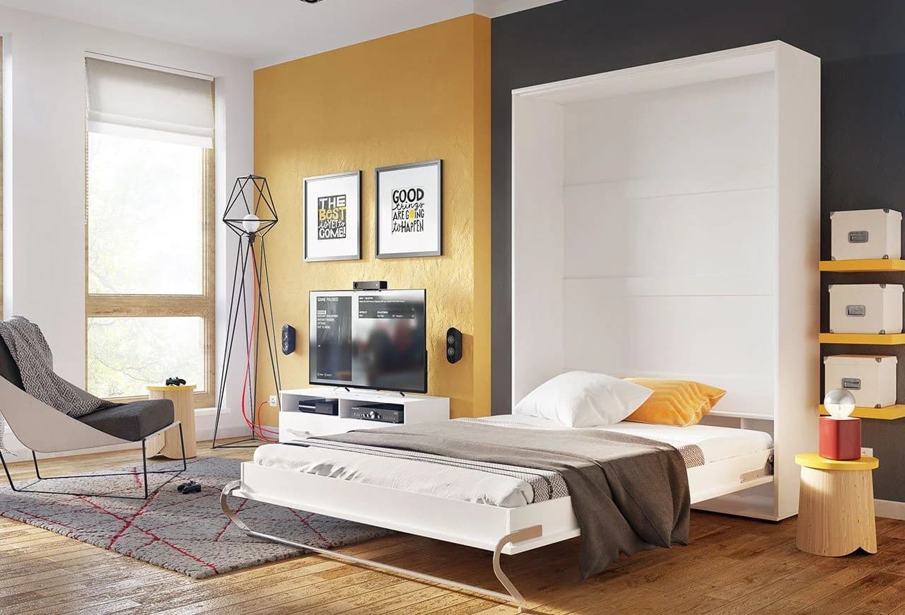 Compleo Schrankbett Vertical Wandklappbett Lenart CONCEPT PRO Weiß Matt