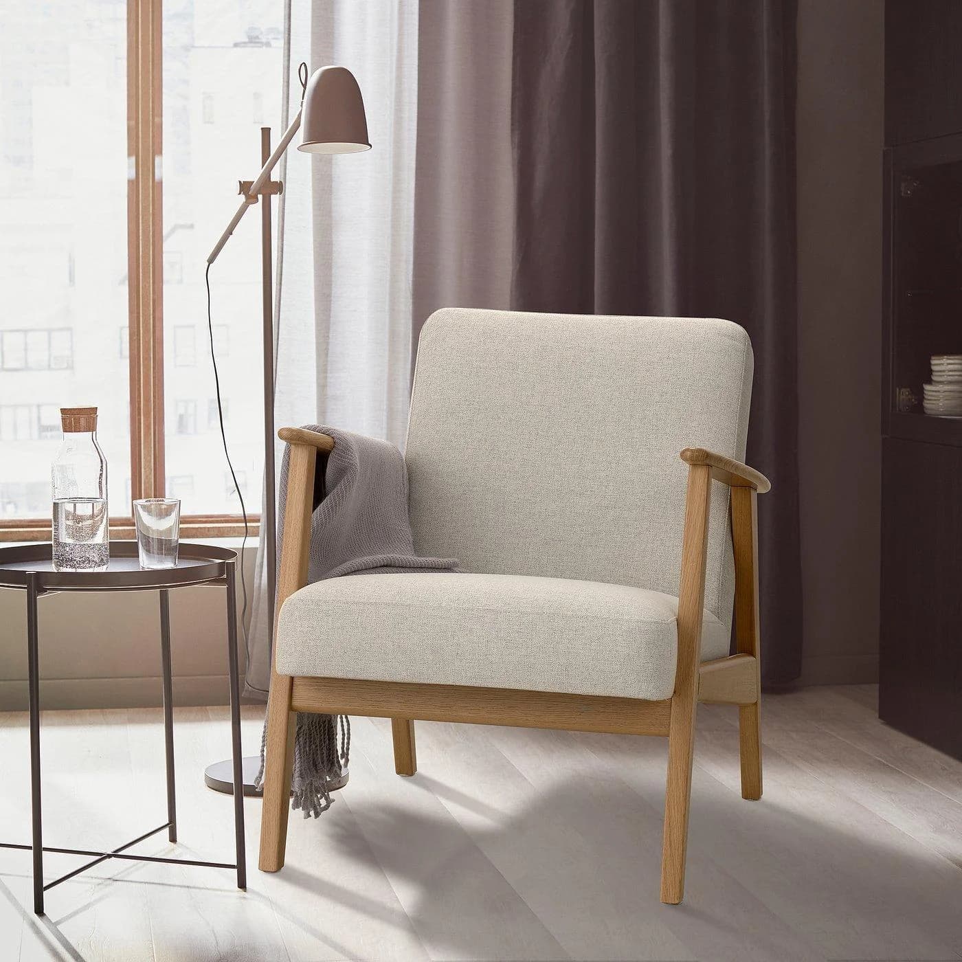 IKEA EKENÄSET Sessel Eiche Gunnared Beige Retro