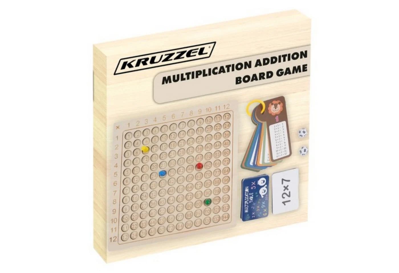KRUZZEL Einmaleins-Brettspiel Holz 12x12 Set mit 144 Karten