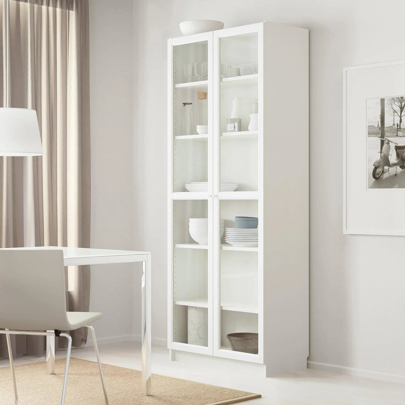 IKEA BILLY / OXBERG Bücherregal mit Glastüren Weiß Glas