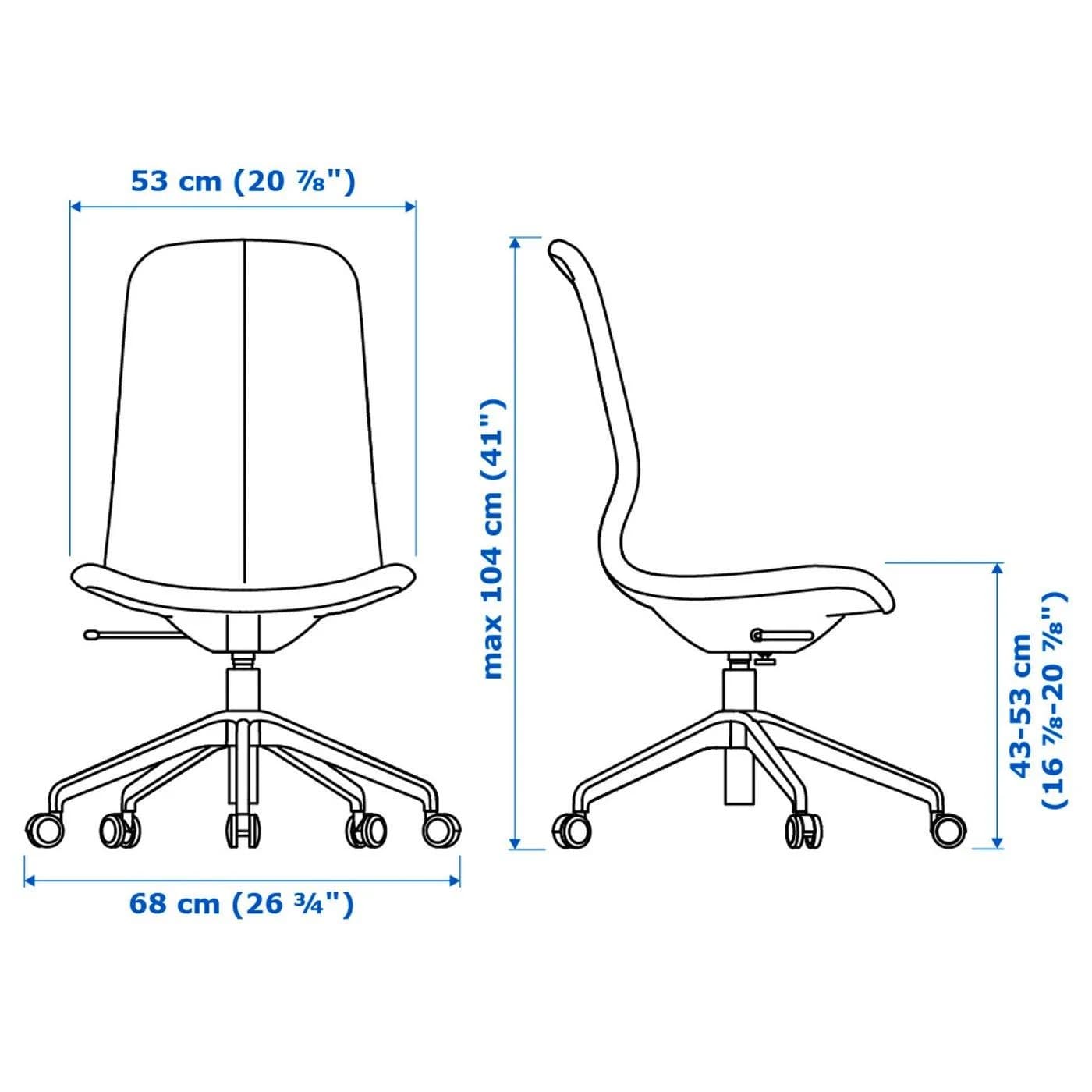 IKEA LÅNGFJÄLL Konferenzstuhl Blau/Weiß Höhenverstellbar