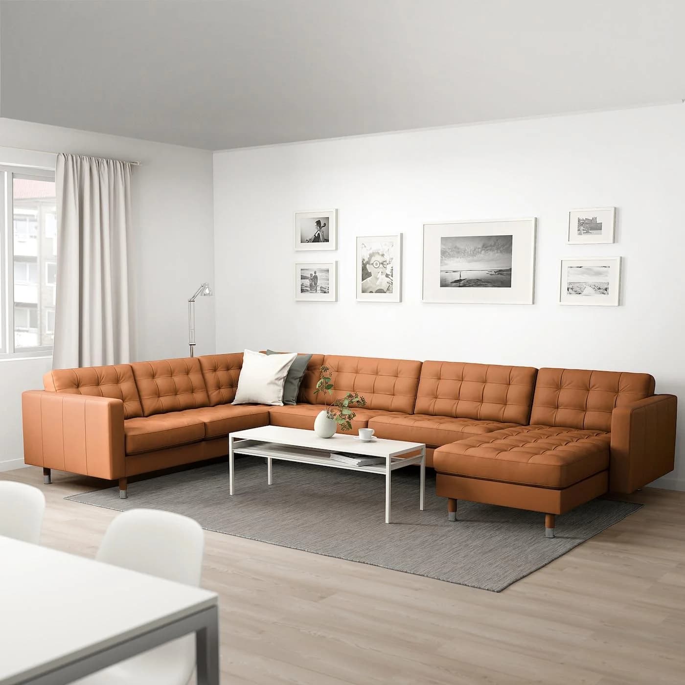 IKEA LANDSKRONA Ecksofa 6-sitzig Braun/Grau mit Recamiere