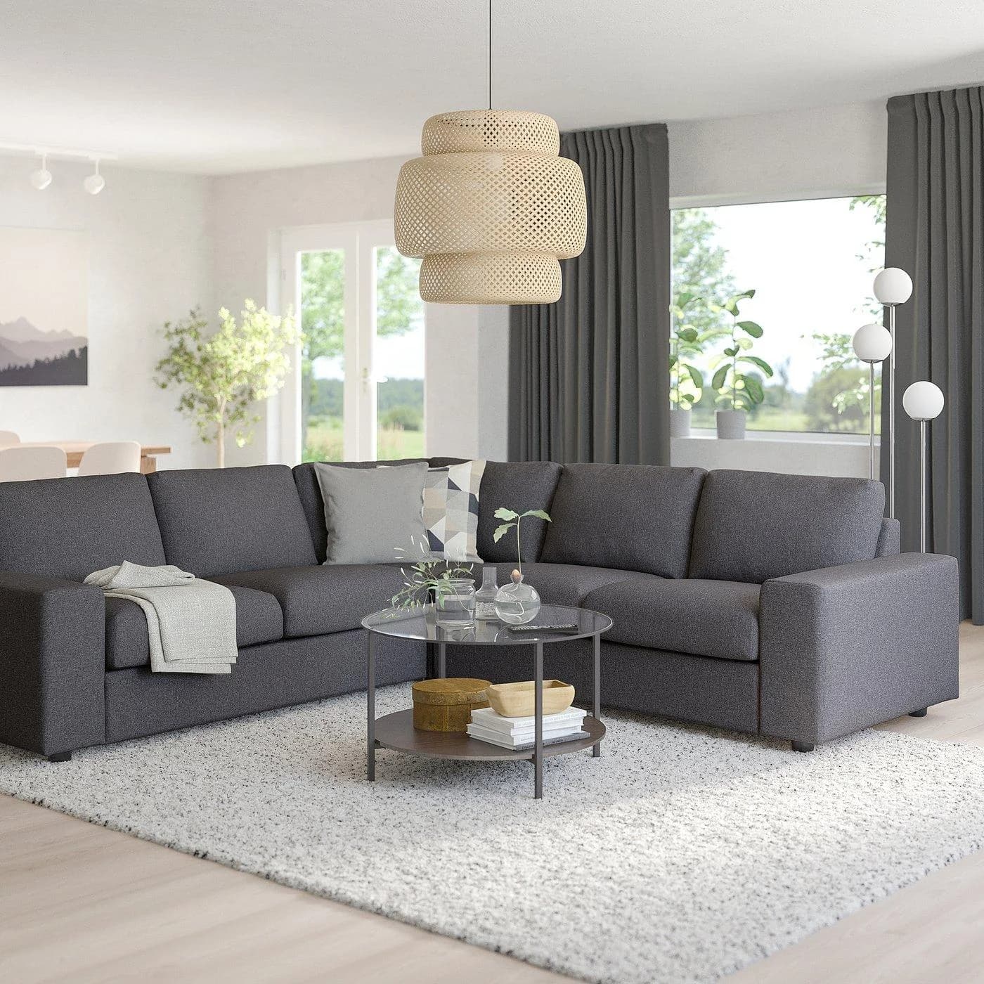IKEA VIMLE Ecksofa 4-sitzig mit breiten Armlehnen Gunnared Mittelgrau