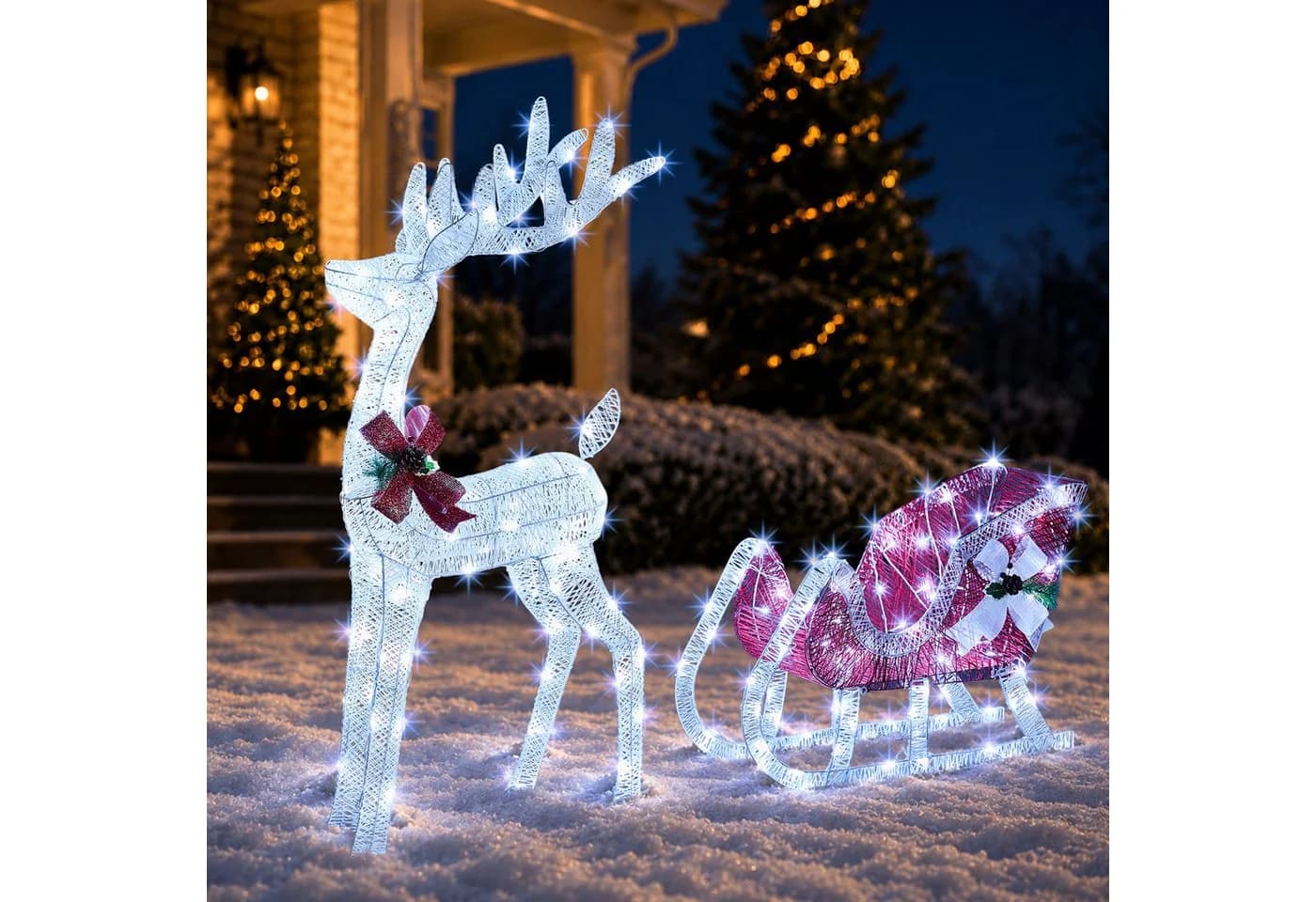 LALAHO LED Rentier Weihnachtsfigur Gold mit Beleuchtung