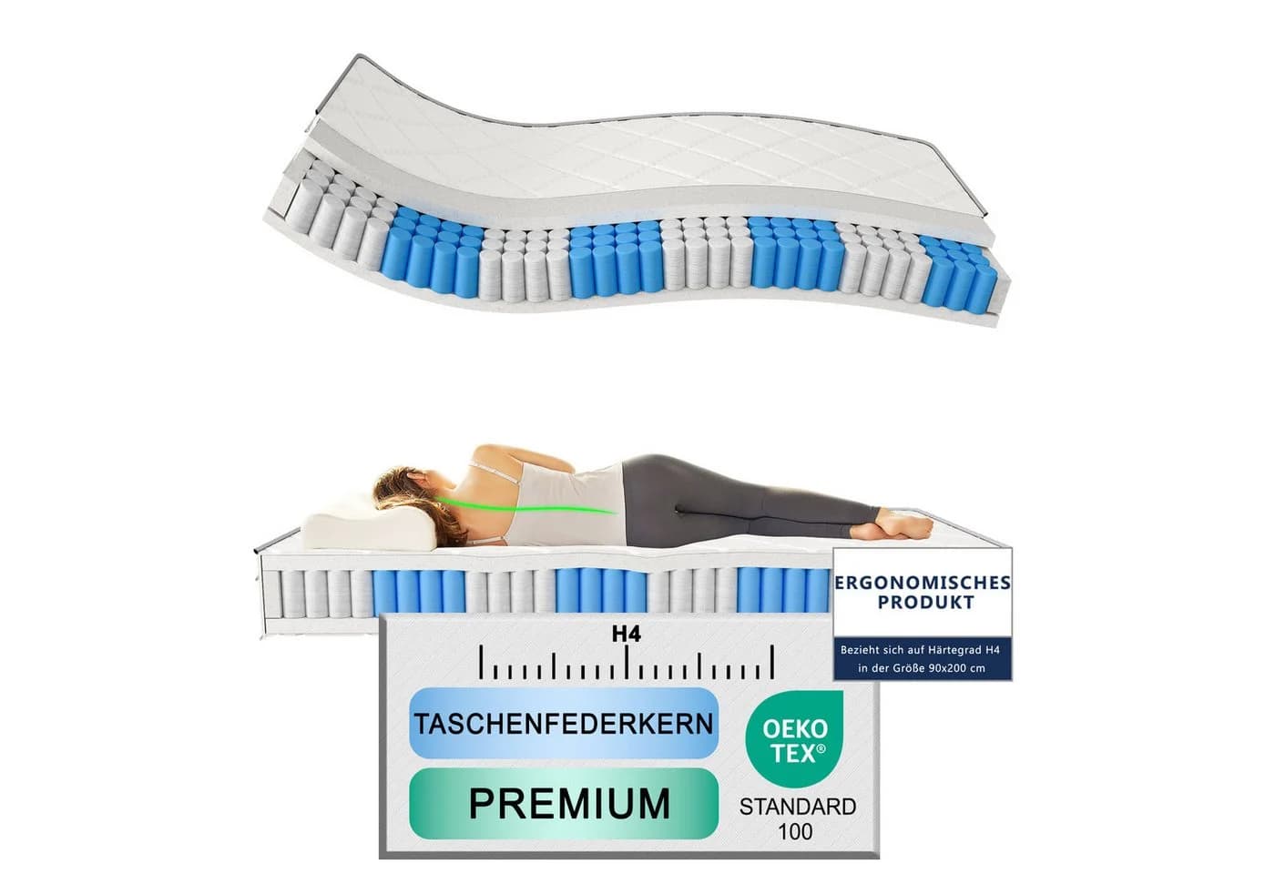 GLIESE Taschenfederkernmatratze H4 Gel-Memory-Schaum 25cm
