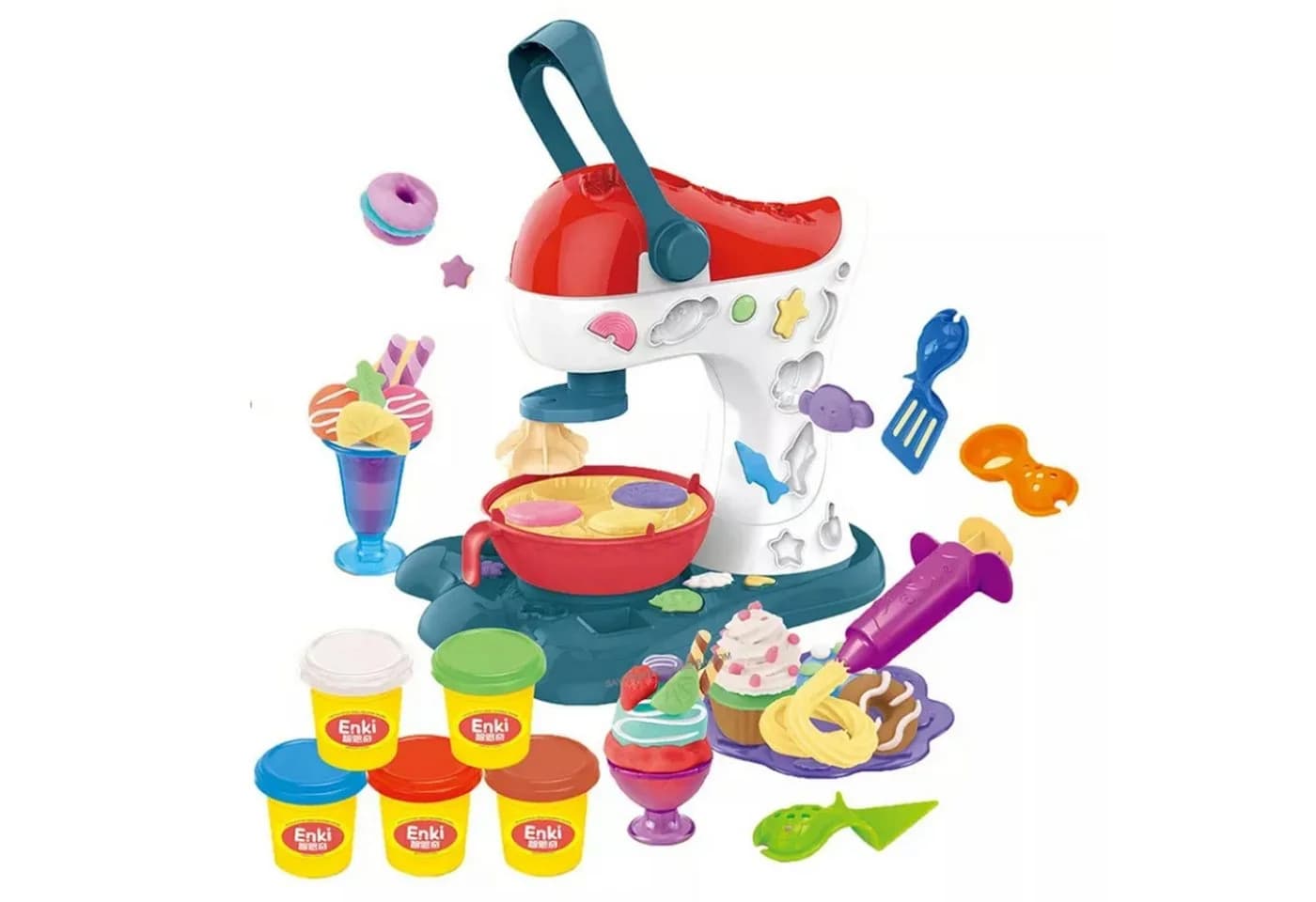 Realb2b Knete Kreatives Dessert-Spielzeug mit Eismaschine & Modelliermasse Bunt