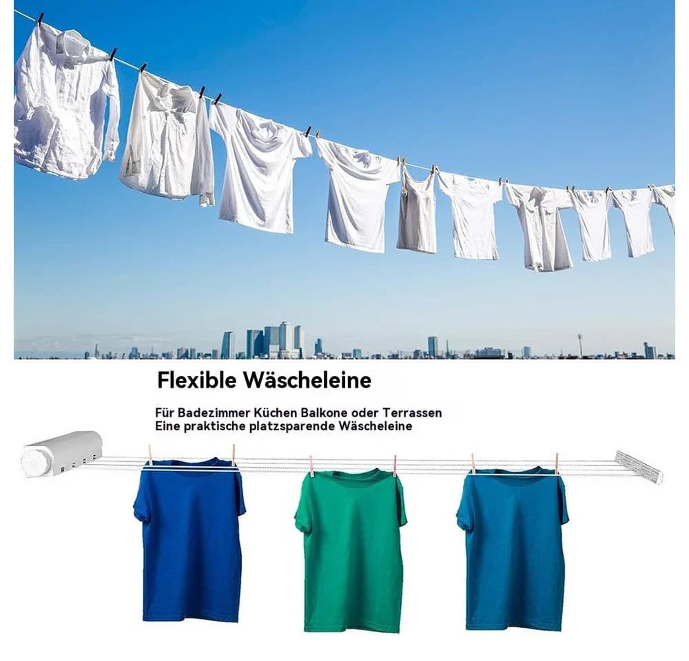 Rhein Beleuchtung Wandwäschetrockner ausziehbar, Platzsparend, robust und langlebig, trägt bis zu 8 kg