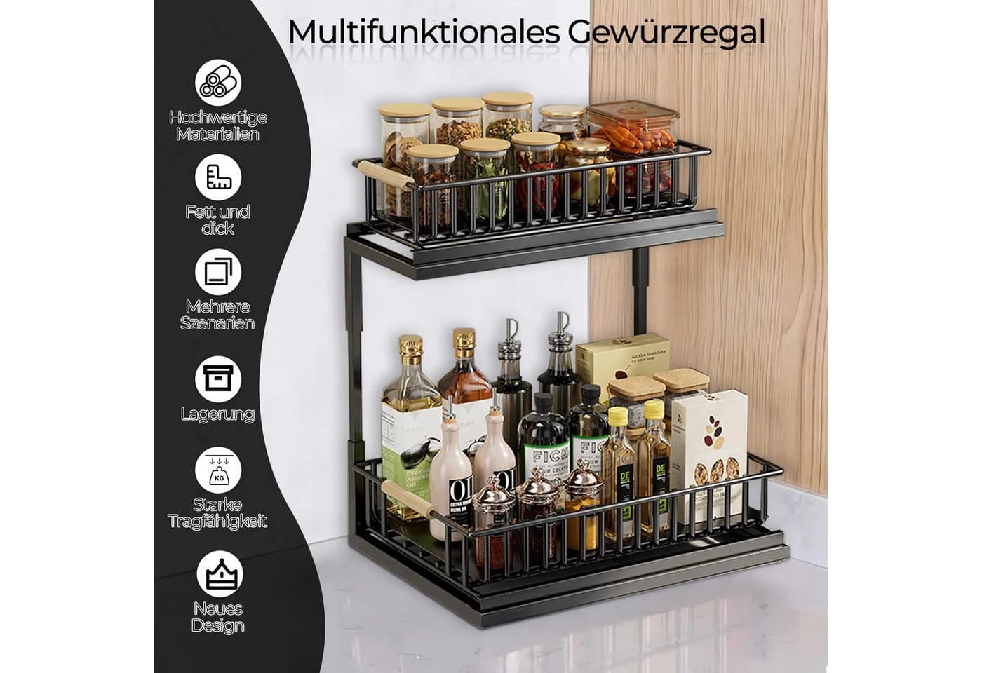Rhein Beleuchtung Küchenorganizer L-Design Weiß 2-stufig