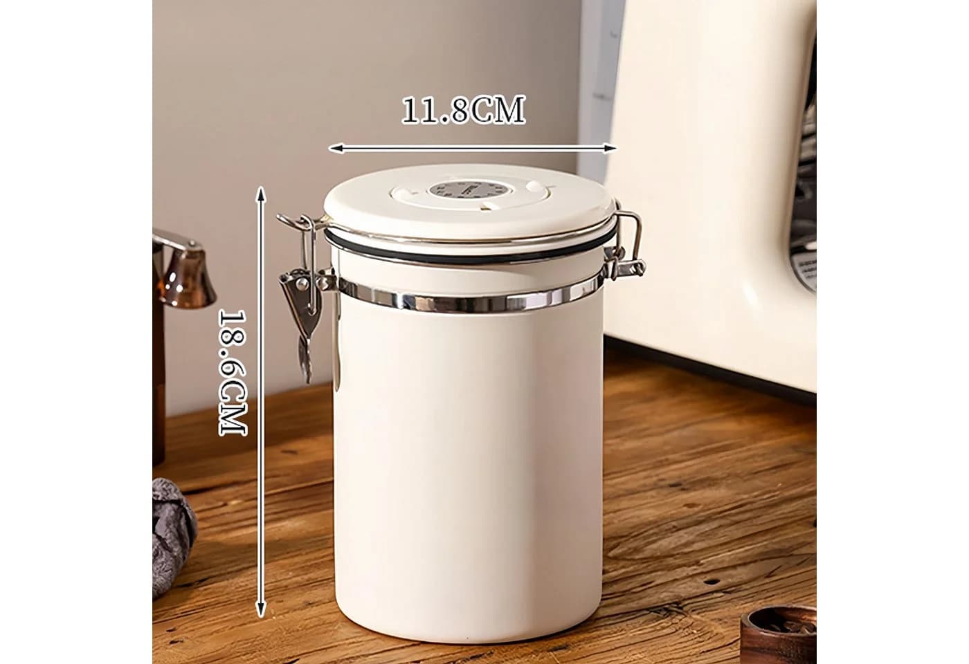 GLIESE Kaffeedose 1,8L Weiß Luftdicht mit Datumsrad & Ventil