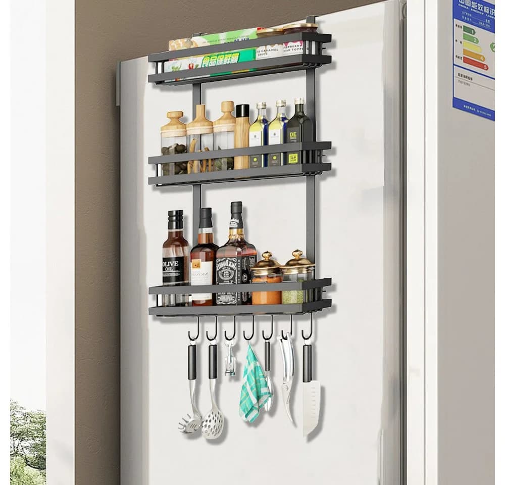 PFCTART Küchenorganizer-Set Hängeregal Küchenregal für Kühlschrank 3-lagig Metall