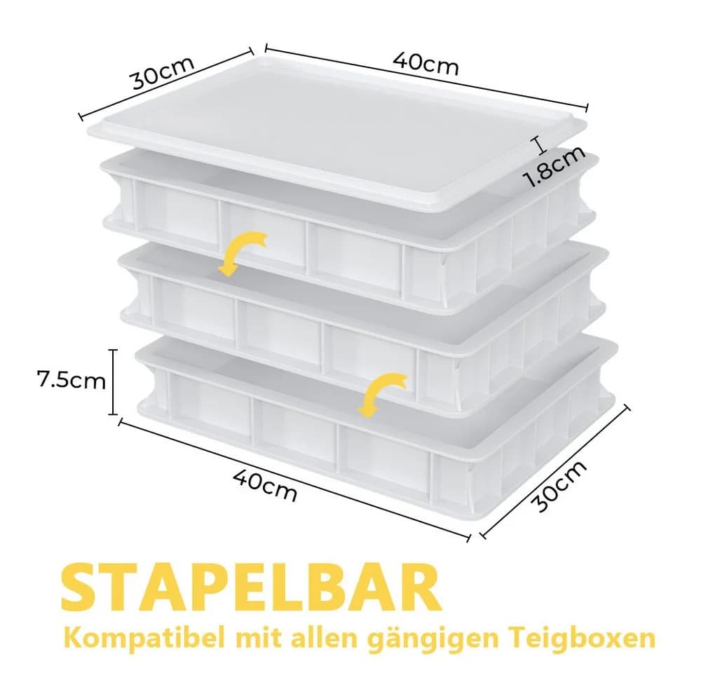 PFCTART Pizzaballenbox Weiß Stapelbar Lebensmittelecht