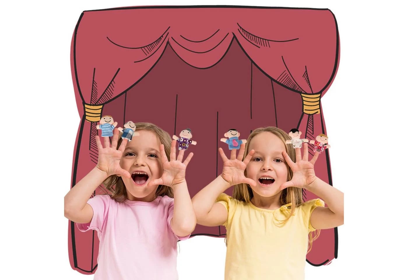 Ikonka Fingerpuppen Familie 6-teiliges Set Flanell Lernspielzeug