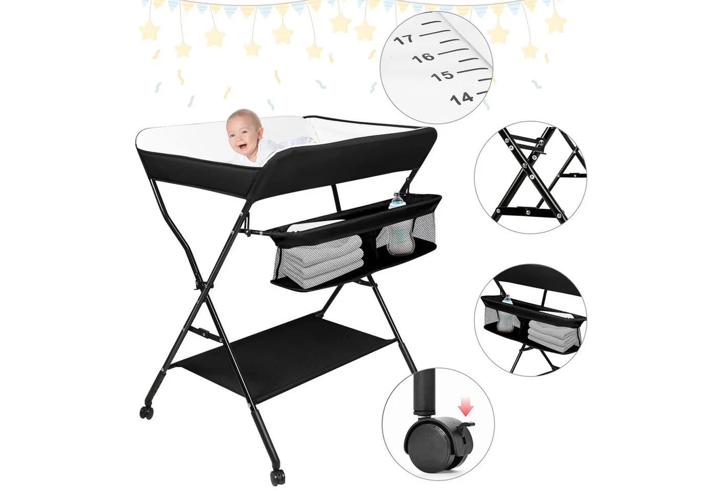 JEOBEST Wickeltisch Klappbar Mit Rollen