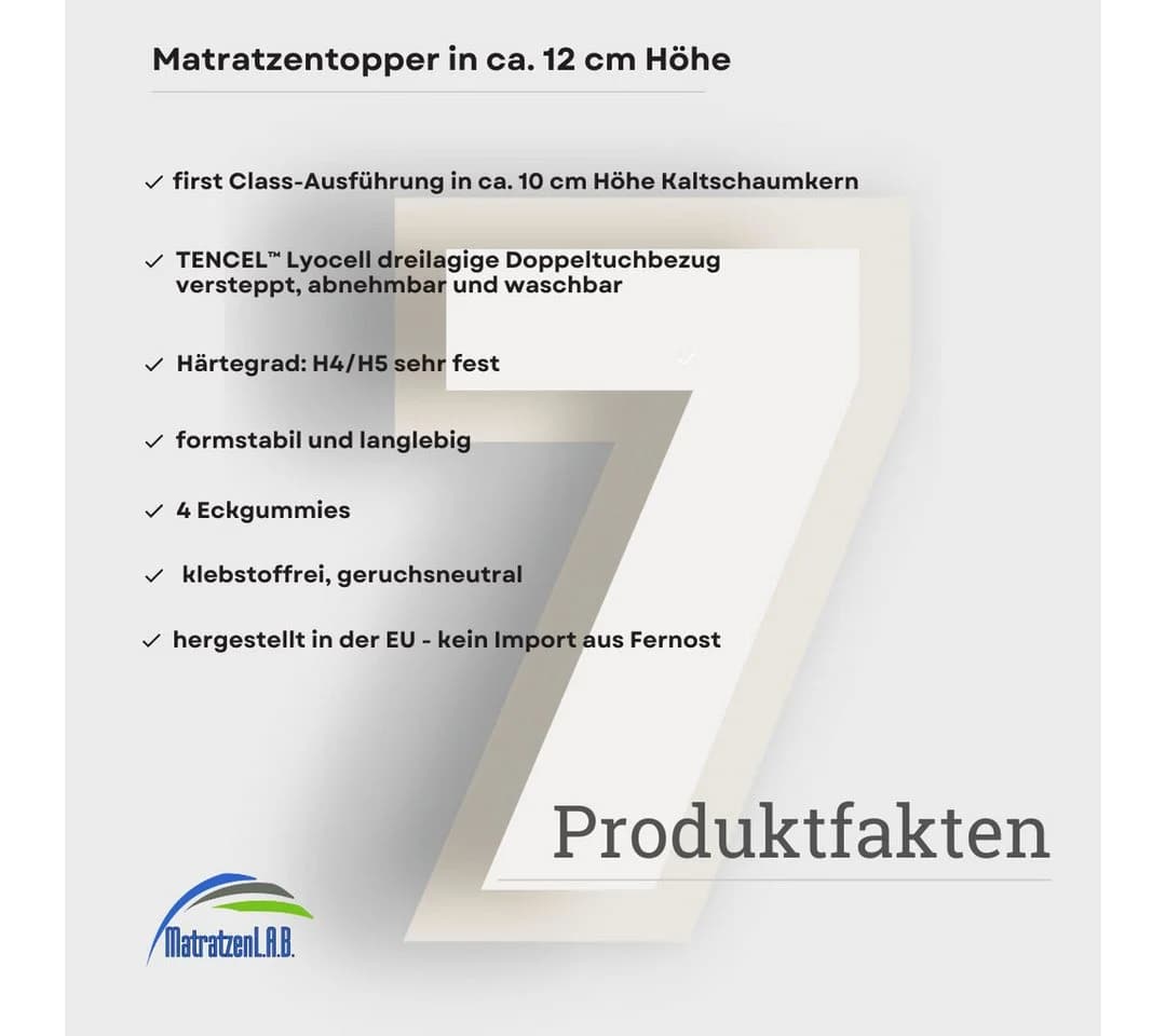 MatratzenL.A.B® Topper TENCEL™ Lyocell H4/H5 sehr fest 10 cm
