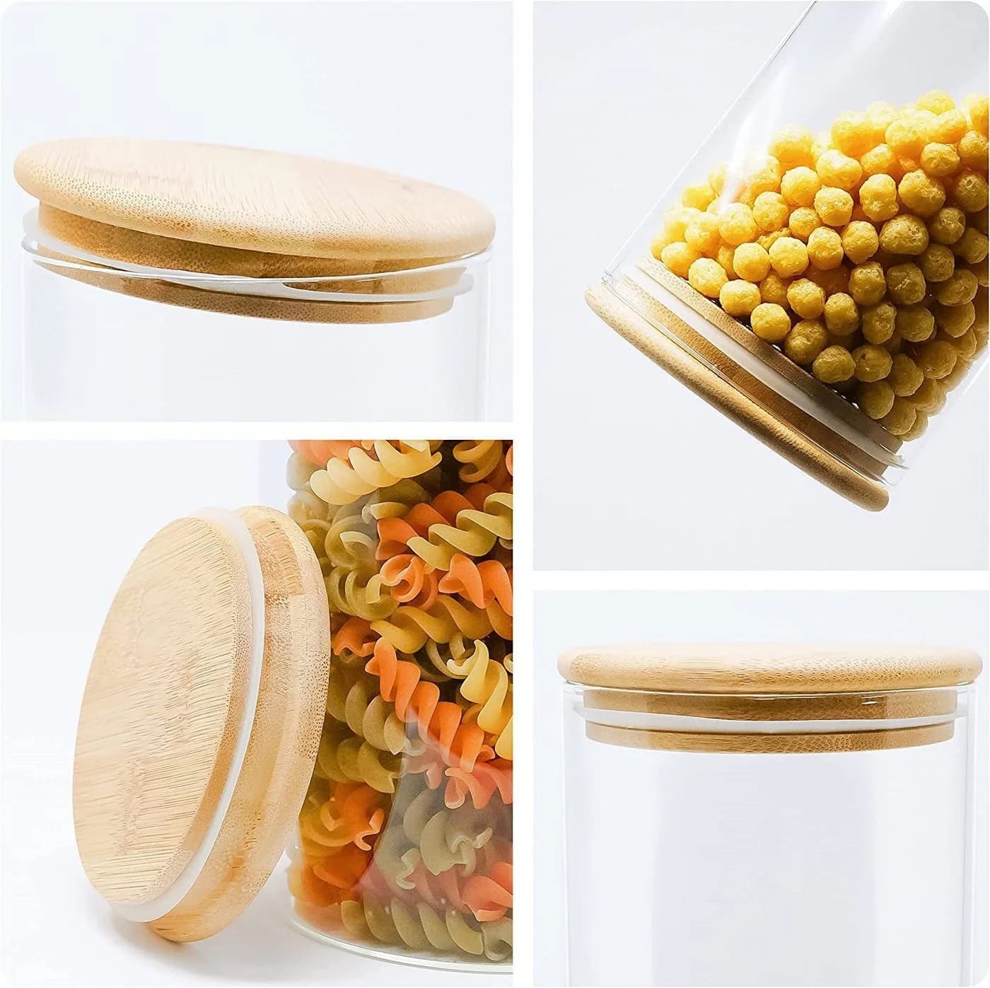 Simloveve Vorratsglas Set 5-tlg. transparent mit Bambusdeckel