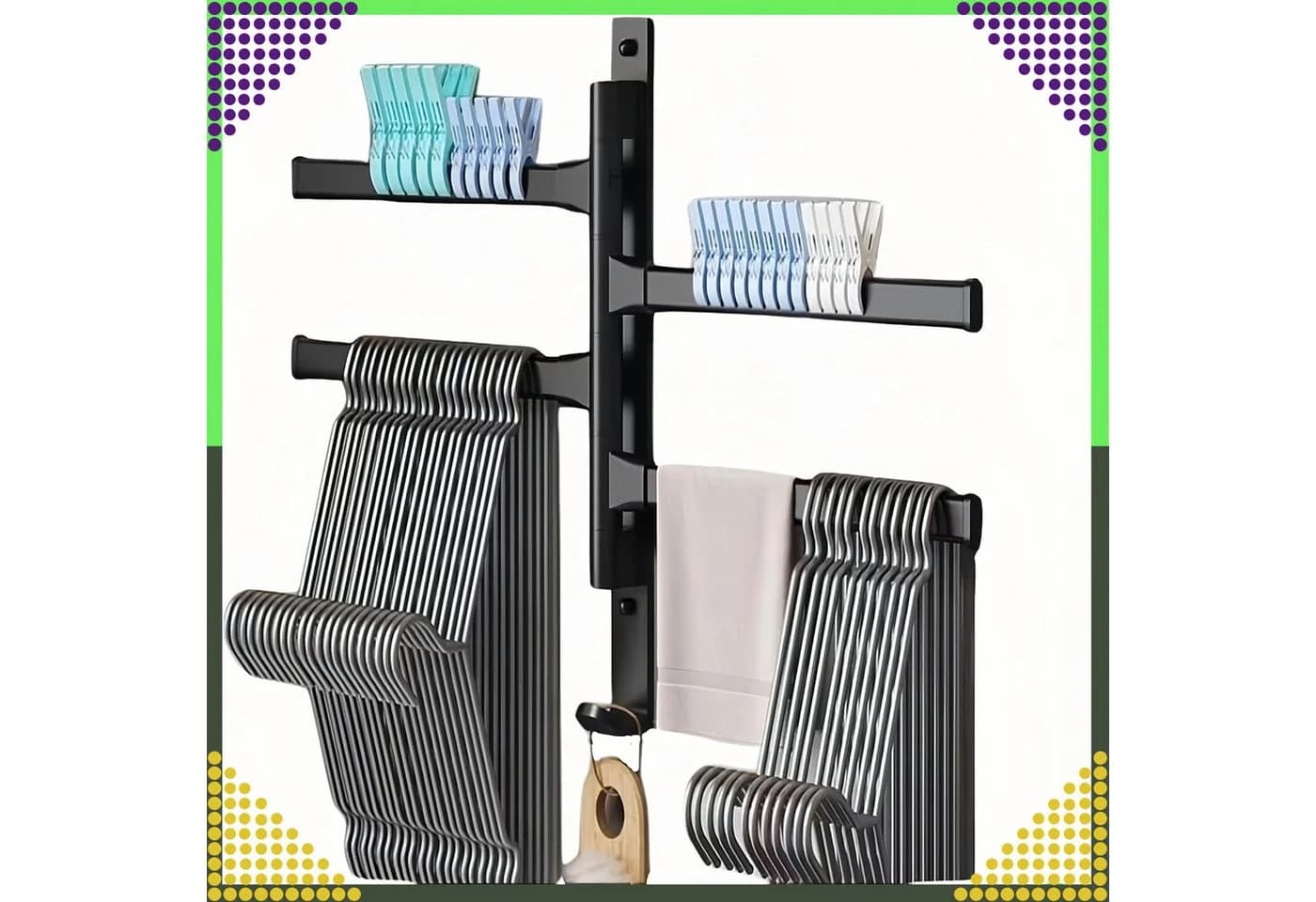 Realb2b Drehbarer Handtuchhalter 4-armig Aluminium mattschwarz