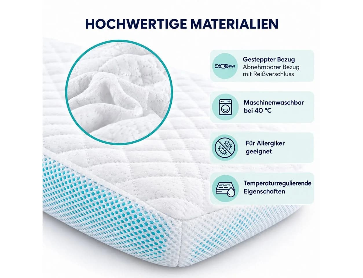 Matratzen Perfekt Kaltschaum Topper 7cm mit Klimaband Weiß