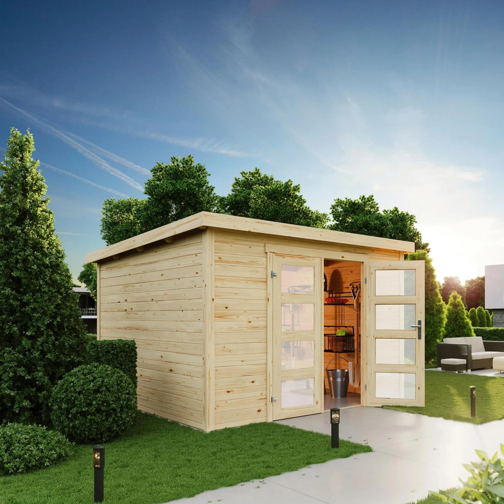 Lasita Maja Gartenhaus Zambezi 6 Fichte Blockbohlensystem