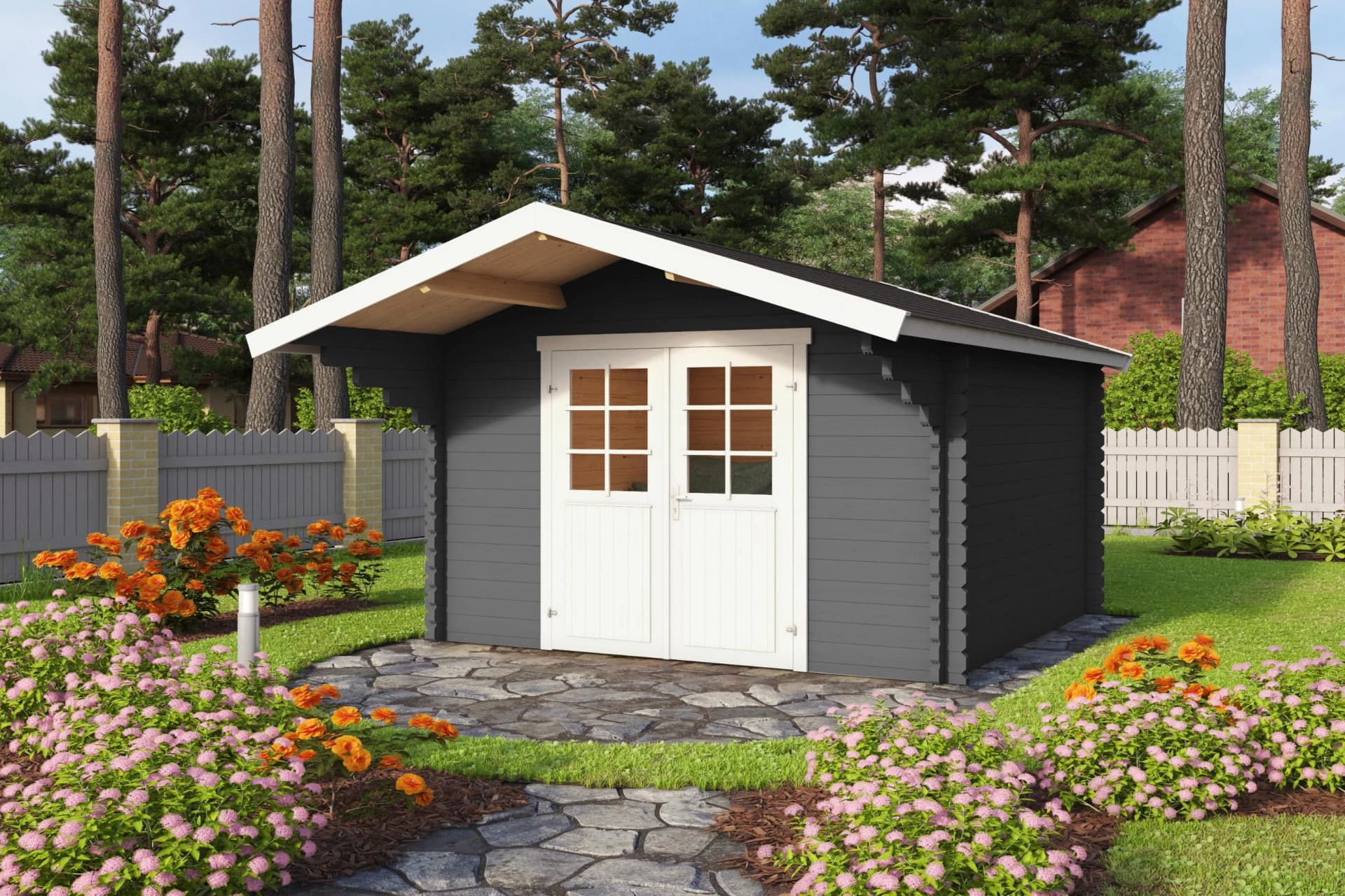 Gartenhaus LASITA MAJA "Viljandi 34" Carbongrau Blockbohlenhaus