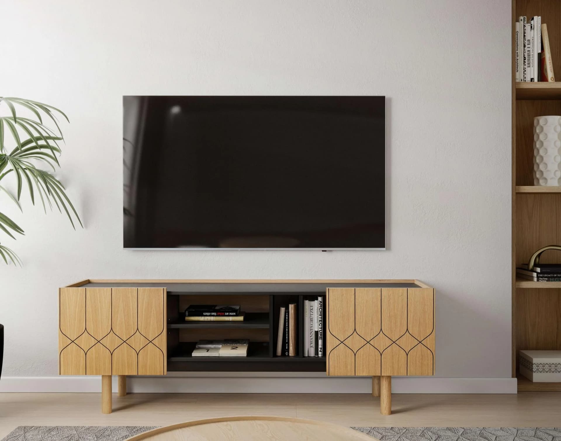 WOODMAN Sideboard Porto Schwarz Eiche 175 cm