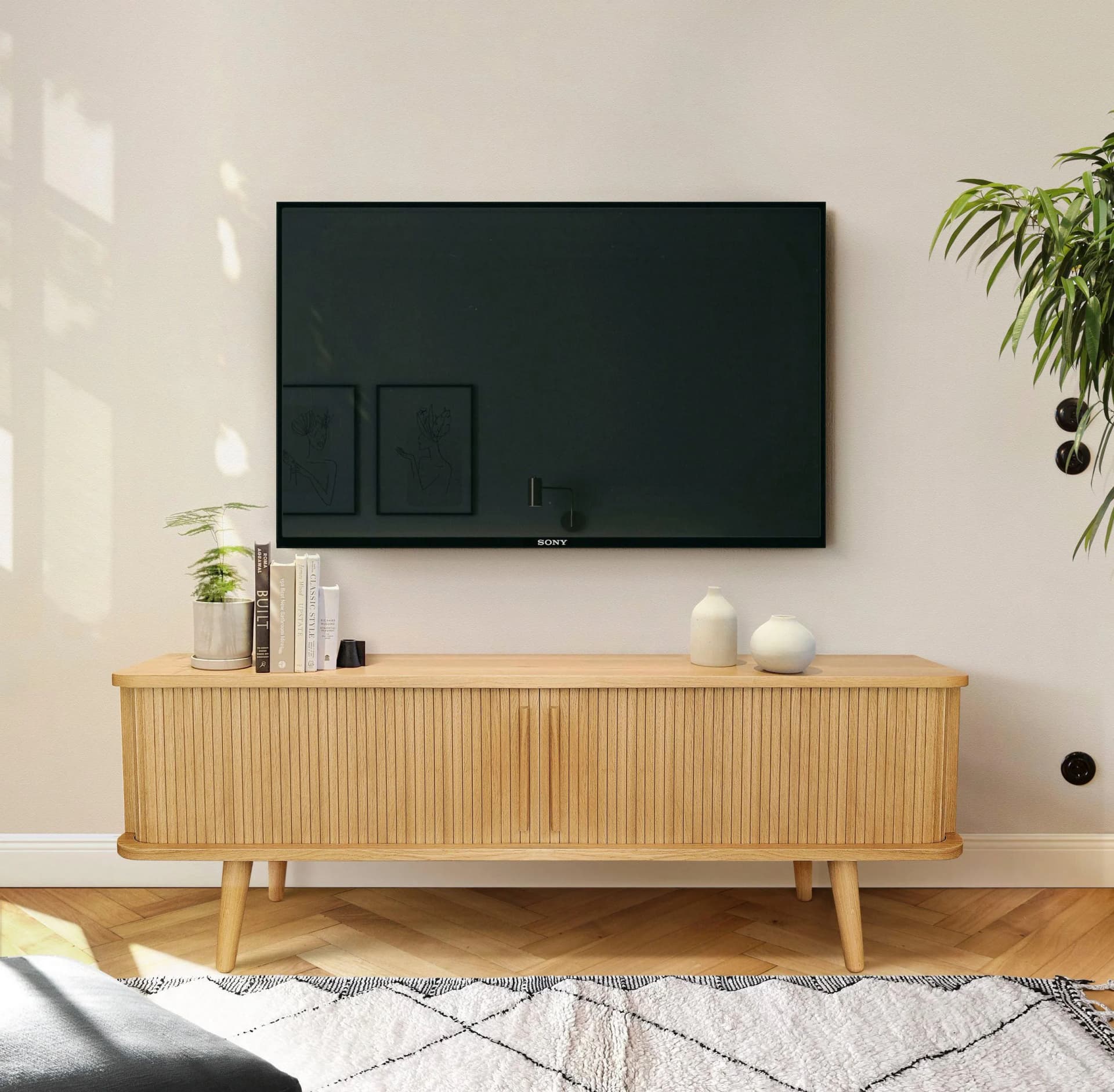 TV-Board WOODMAN Rove Beige Eichenholzfurnier