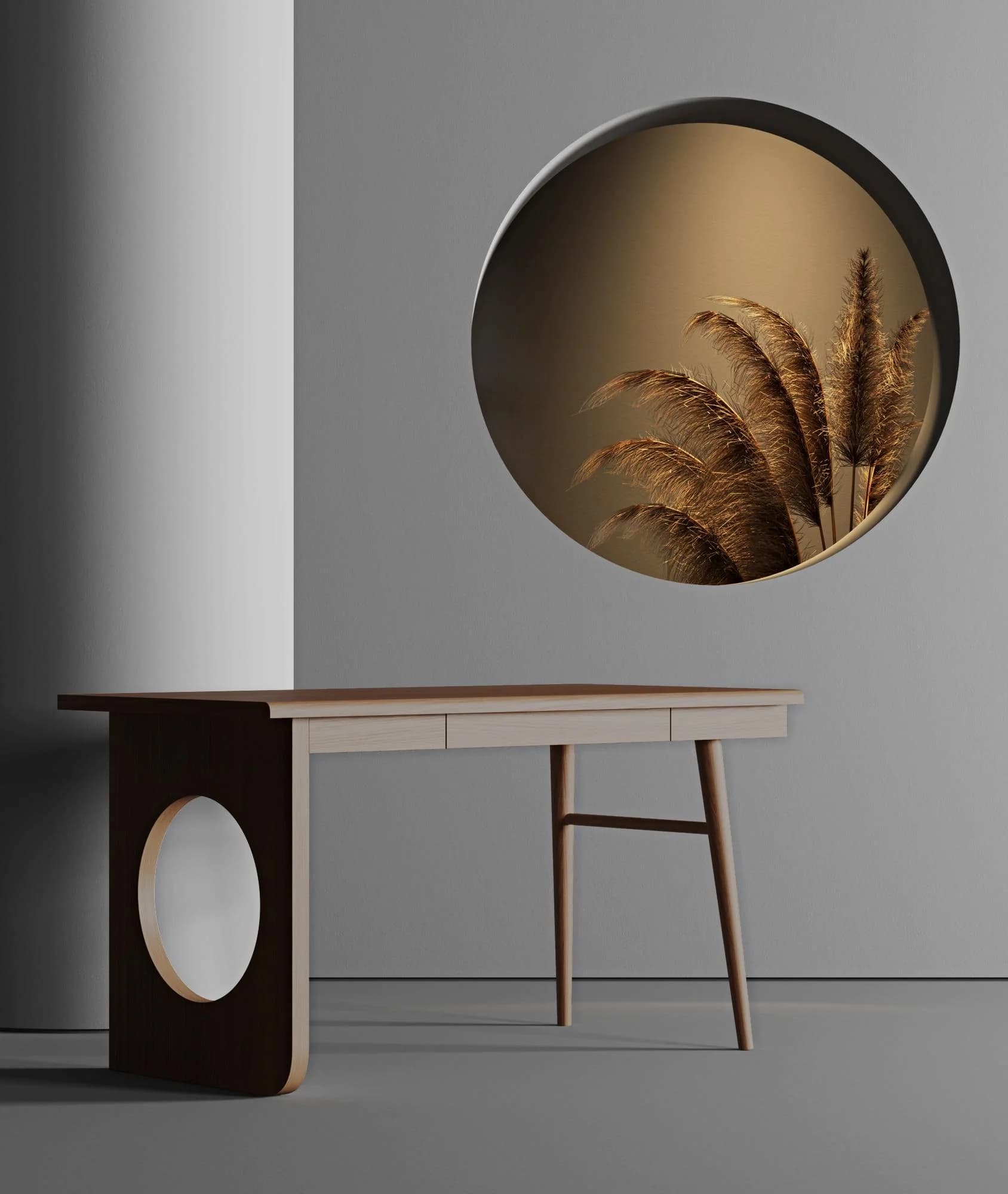 WOODMAN Schreibtisch Bau Nussbaum Braun mit Schublade