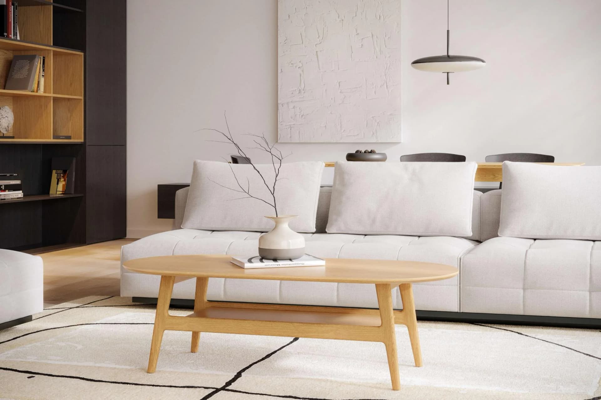 WOODMAN Couchtisch Curved Skandi Design Natur Eiche FSC