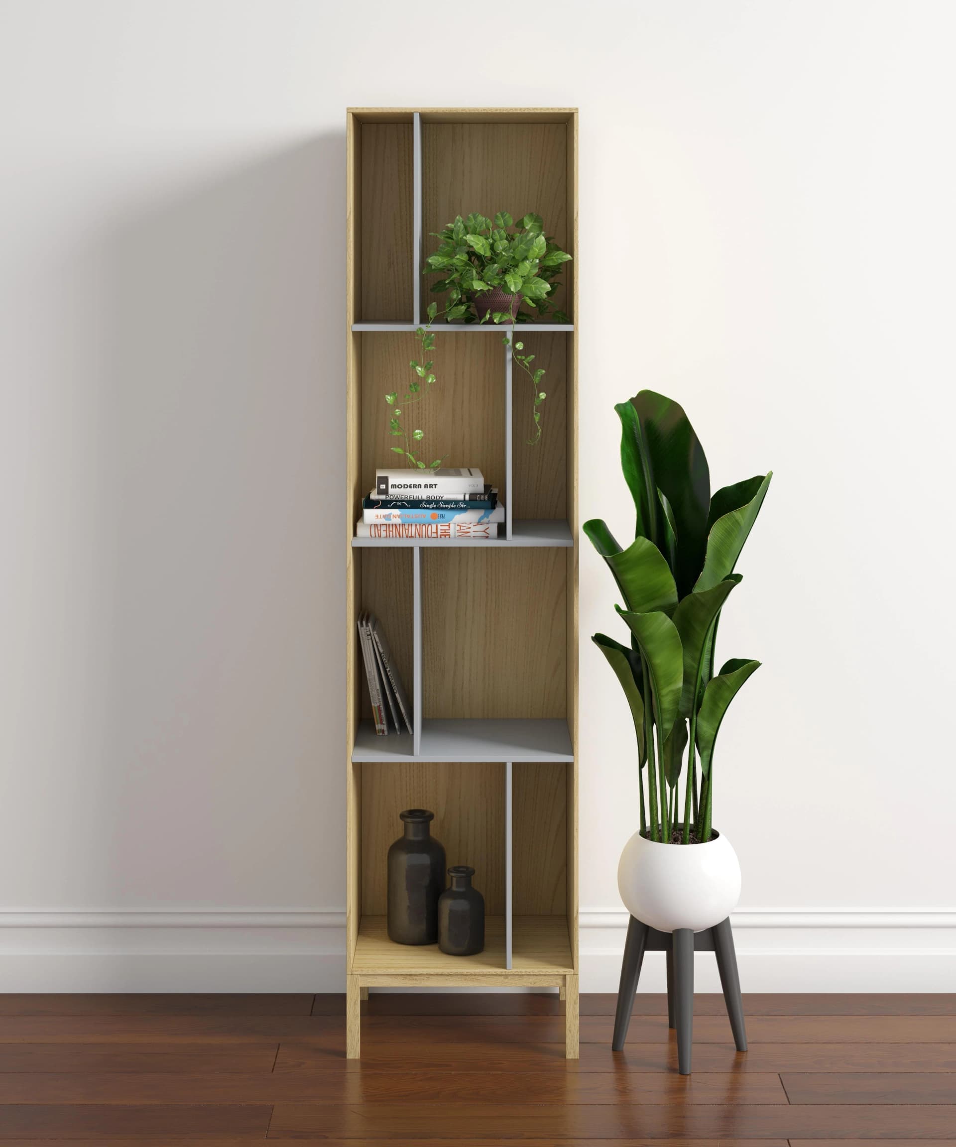 WOODMAN Bücherregal Abbeywood Grau Eiche FSC-zertifiziert