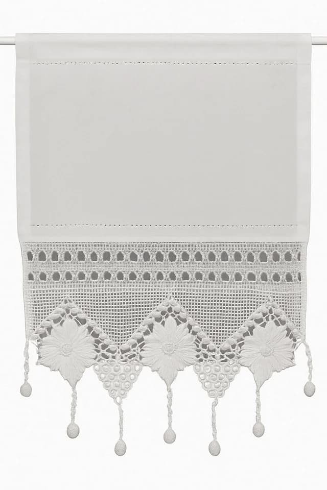 HOSSNER - ART OF HOME DECO Scheibengardine 35x45 cm, Blickdicht, Baumwolle, Handgehäkelt