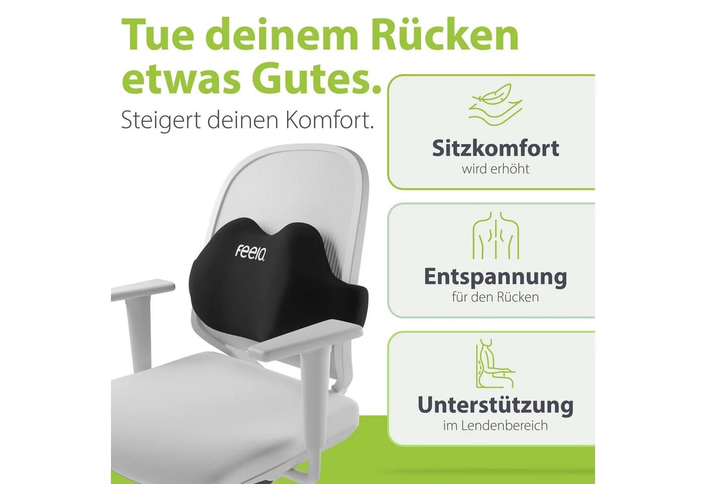 feela Ergonomisches Rückenkissen Schwarz Memory-Schaum