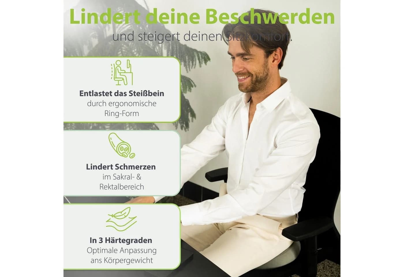 feela Orthopädischer Sitzring mit Memory Foam & Gel-Schicht