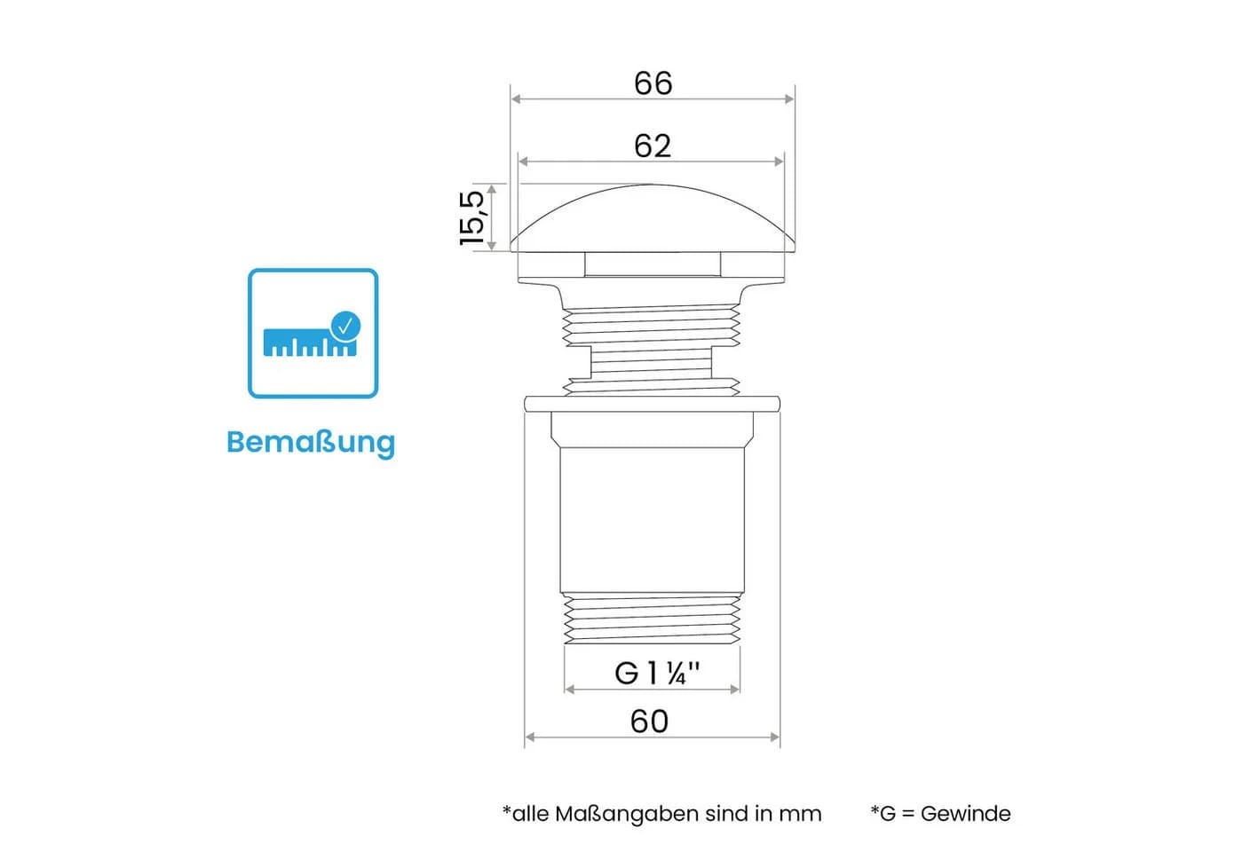 Bächlein Ablaufgarnitur Design Pop Up Chrom Werkzeugloser Einbau Click Clack