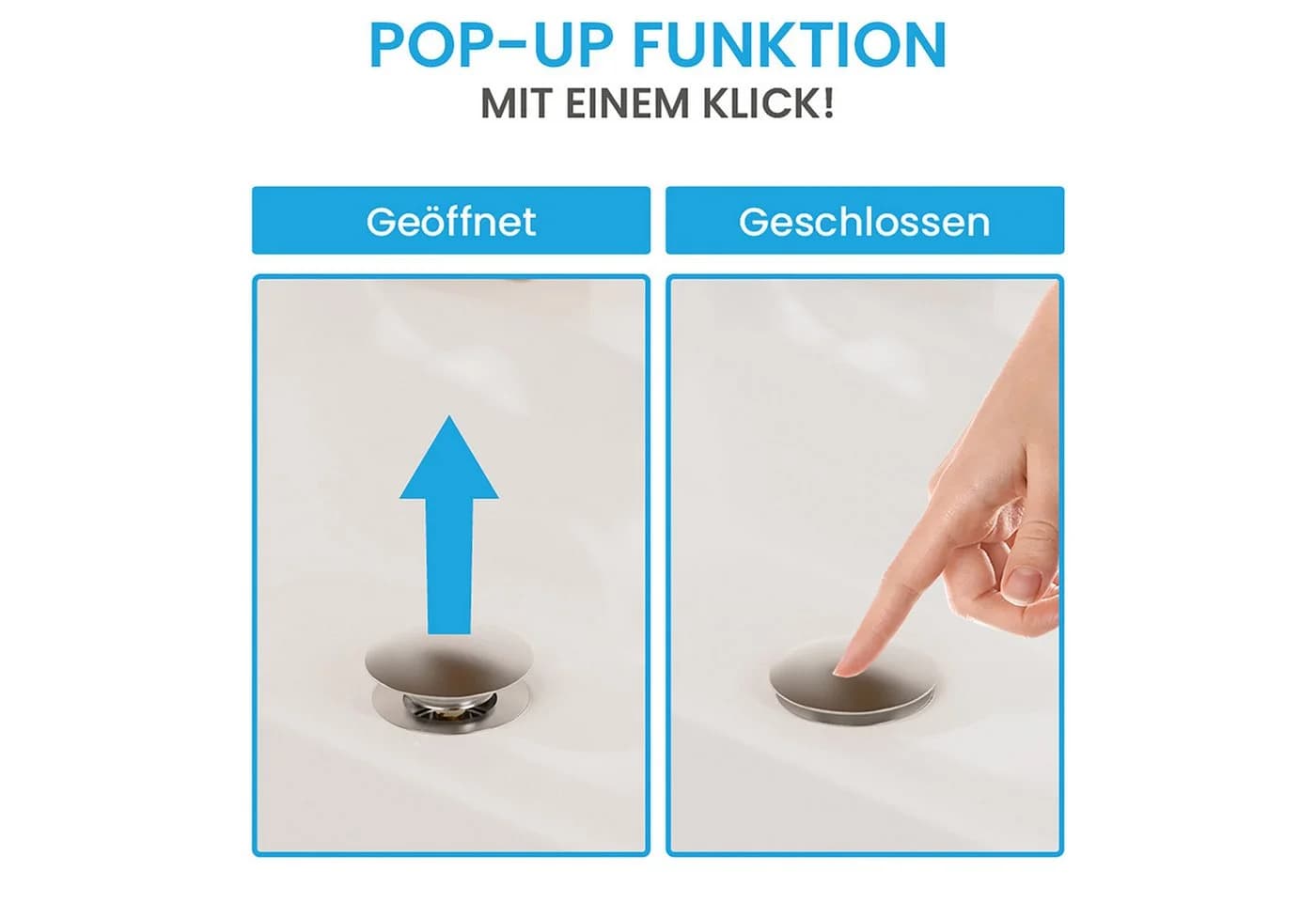 Bächlein Ablaufgarnitur Waschbeckenabfluss Pop-Up Click-Clack Funktion