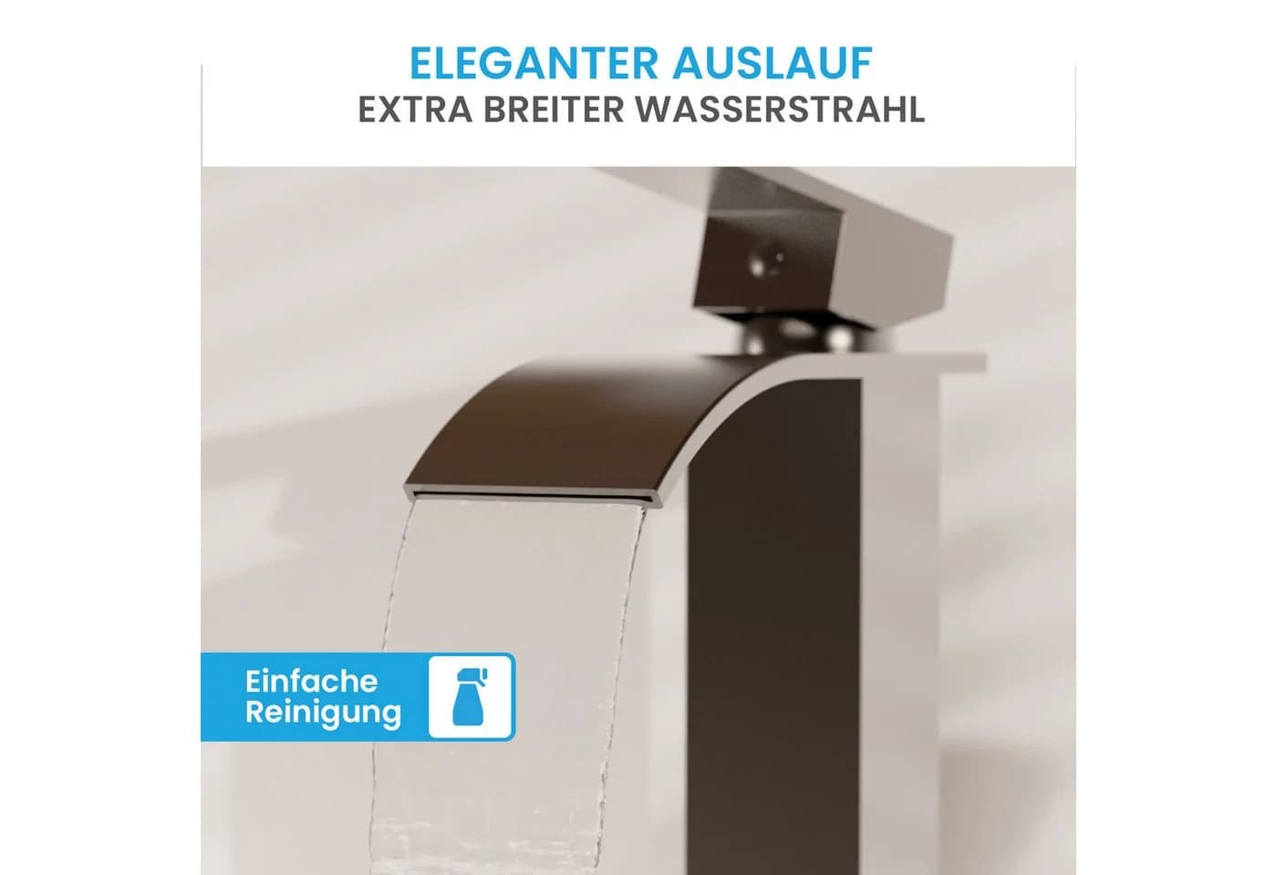 Bächlein Badarmatur Tamina Anthrazit Wasserfalloptik Einhebelmischer