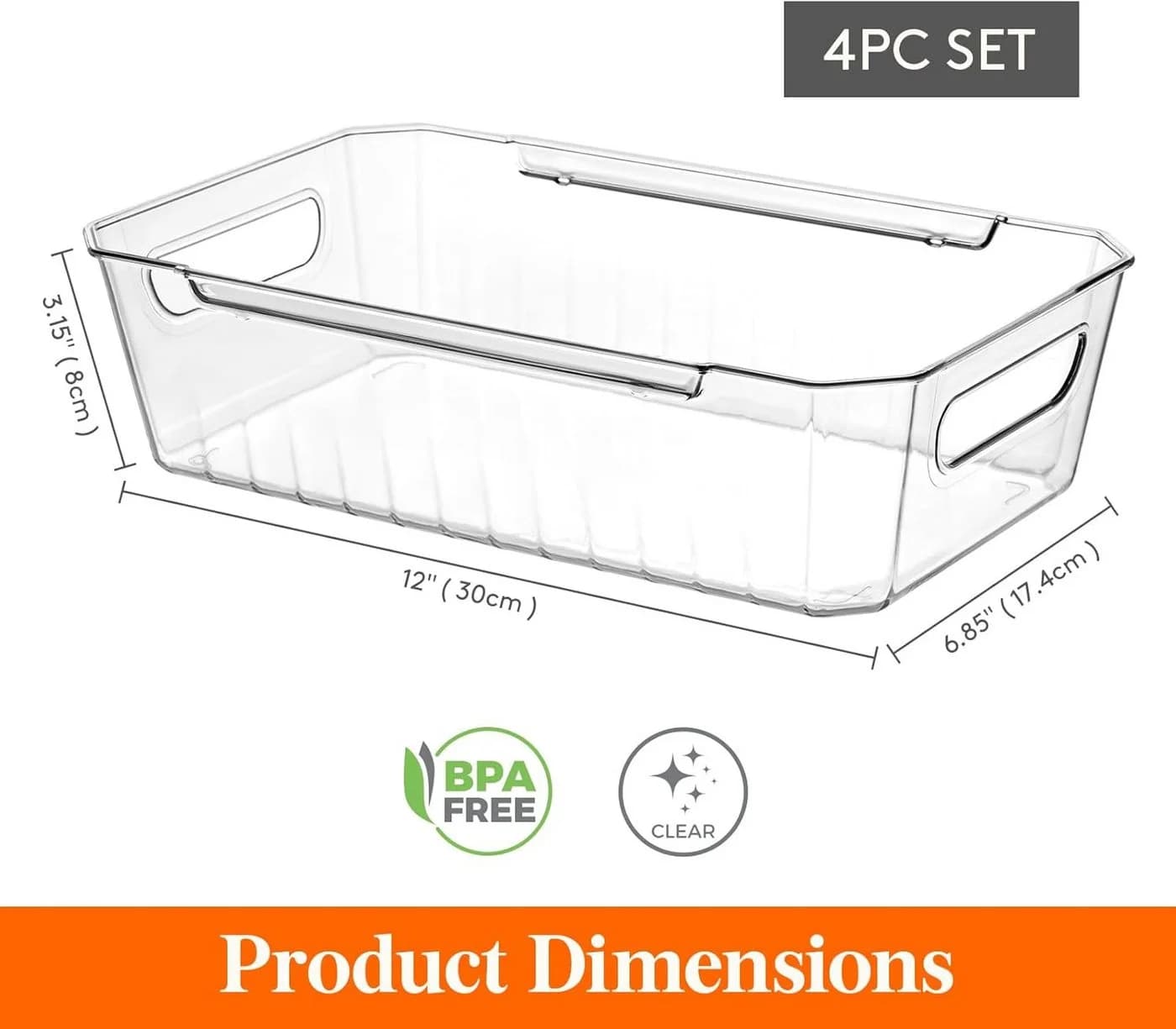 Lifewit Kühlschrank Organizer Set 4-teilig Transparent Stapelbar