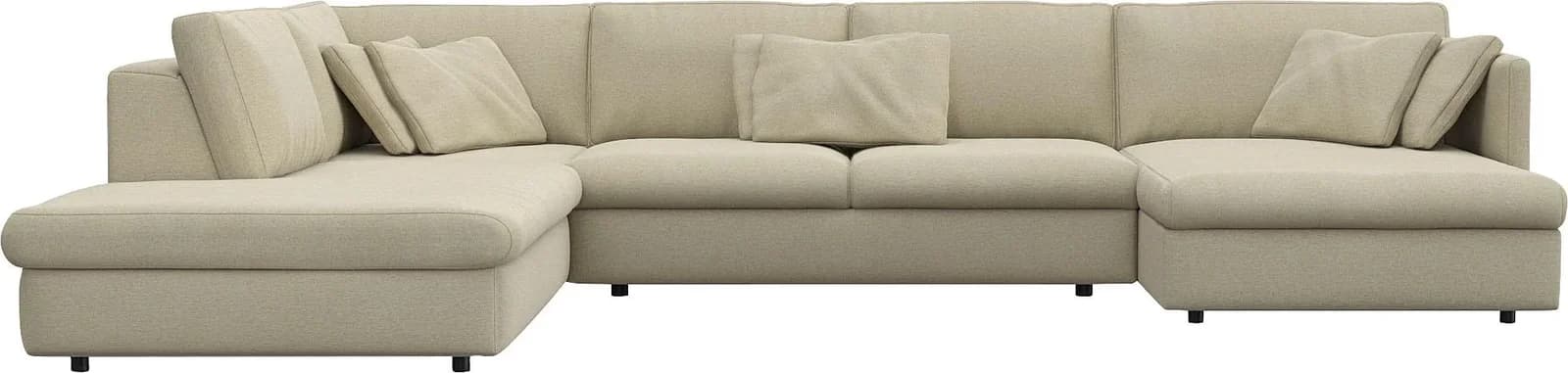 FLEXLUX Lovane Wohnlandschaft U-Form Beige Chenille